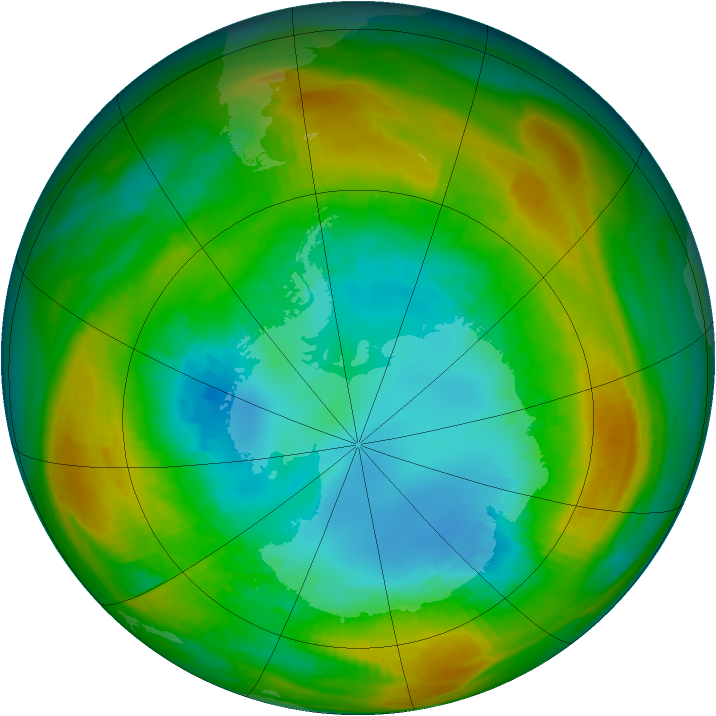 Antarctic ozone map for 21 August 1980